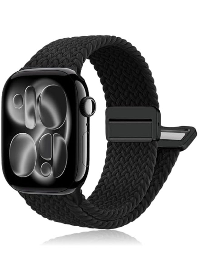 Magnetic Braided Stretchy Loop - Compatible with Apple Watch Band 42mm 46mm 40mm 41mm 44mm 45mm 38mm Ultra 3/2 49mm Women Men,Elastic Woven Fabric Nylon Strap for iWatch 11 10 9 8 7 6 5 4 10 SE Ultra - Image 1