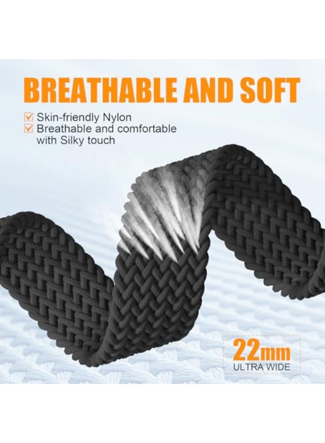 Magnetic Braided Stretchy Loop - Compatible with Apple Watch Band 42mm 46mm 40mm 41mm 44mm 45mm 38mm Ultra 3/2 49mm Women Men,Elastic Woven Fabric Nylon Strap for iWatch 11 10 9 8 7 6 5 4 10 SE Ultra - Image 3