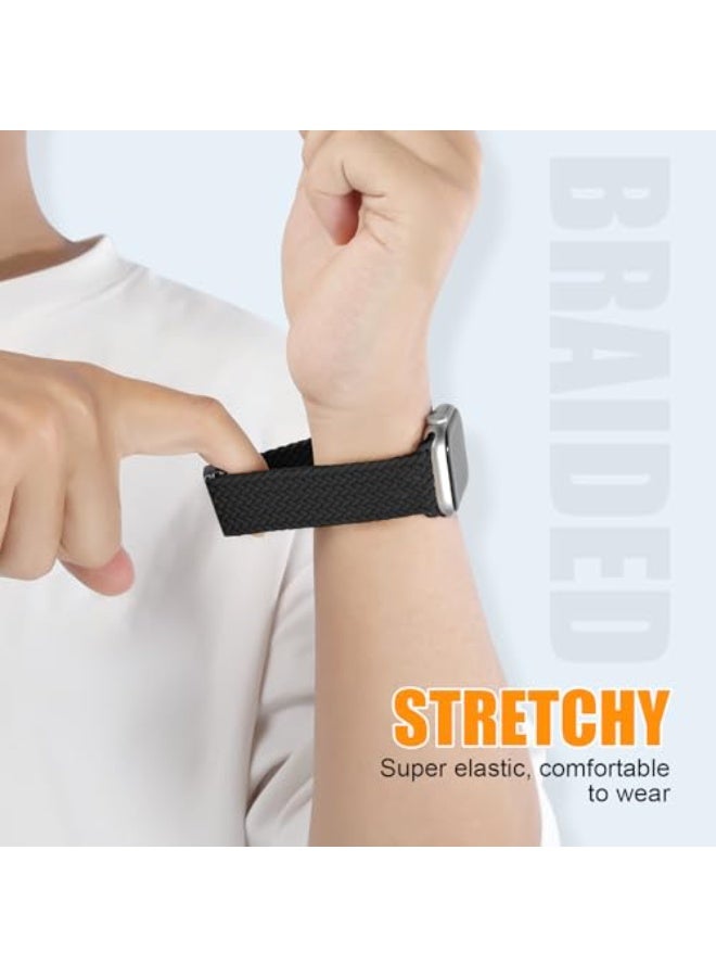 Magnetic Braided Stretchy Loop - Compatible with Apple Watch Band 42mm 46mm 40mm 41mm 44mm 45mm 38mm Ultra 3/2 49mm Women Men,Elastic Woven Fabric Nylon Strap for iWatch 11 10 9 8 7 6 5 4 10 SE Ultra - Image 4