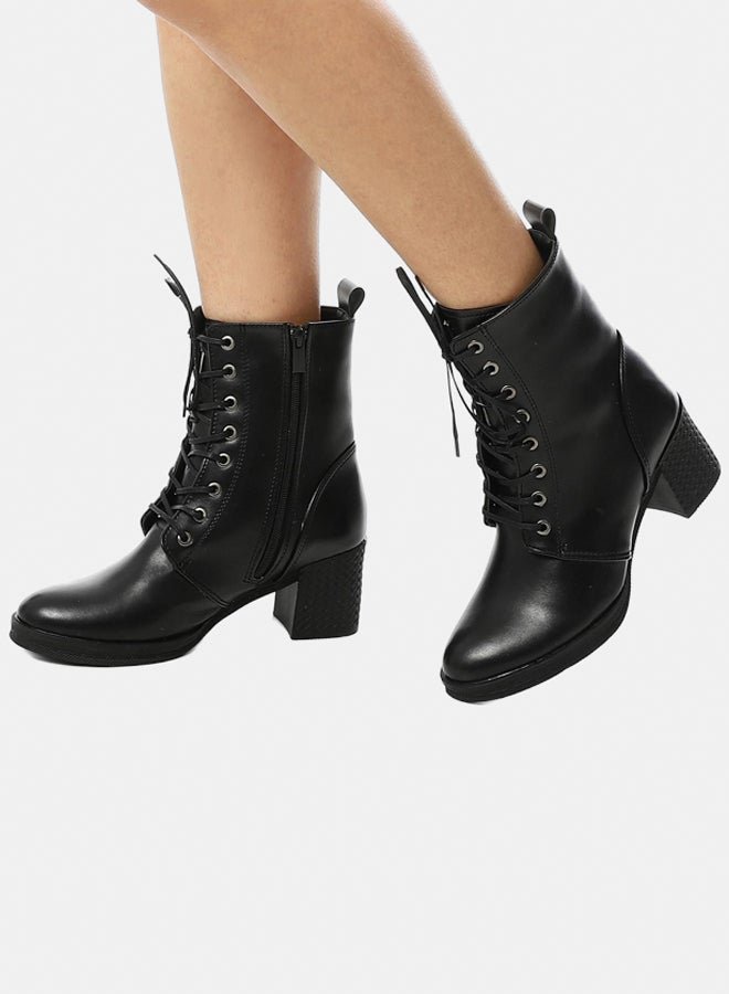 XO Style Leather Ankle Boot -Black - Image 1
