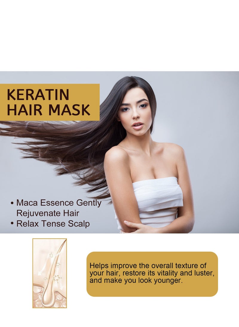 EELHOE - Keratin Hair Mask,Maca Essence Care Collagen For Dry Damaged Hair,Rejuvenate Hair,Relax Tense Scalp 100g - Image 1