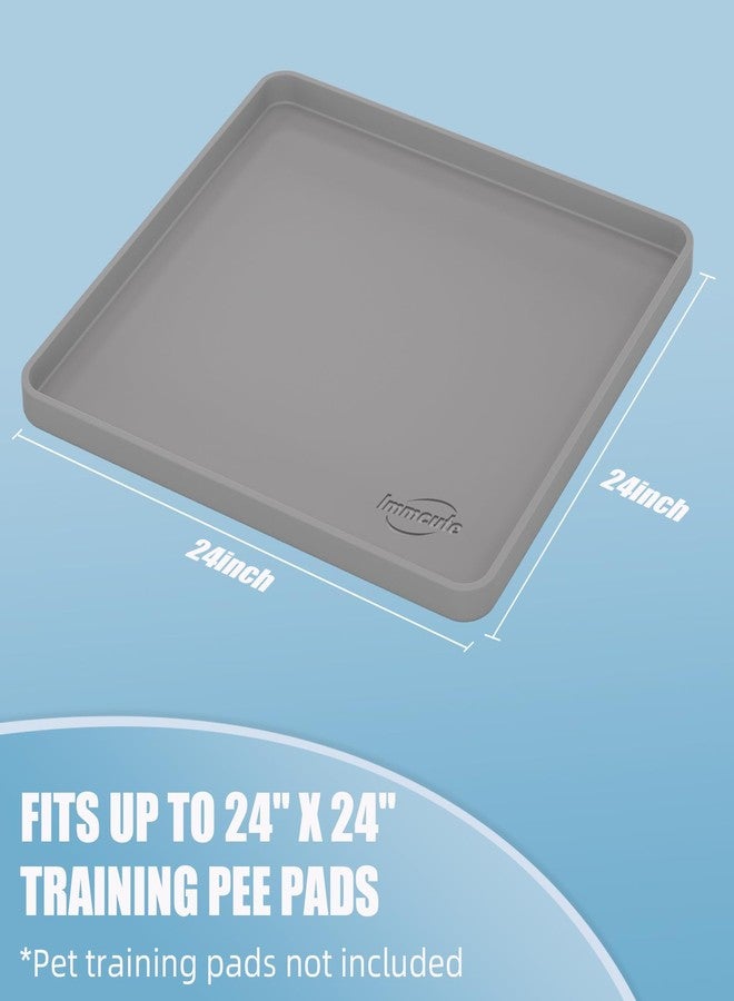 IMMCUTE Pee Pad Holder, Fits Up to 24" x 24" Training Pads, Silicone Non-Slip Dog Potty Tray,High Edge Puppy Pad Holder Tray for Easy Cleaning with 8 Holder Clamps, for Puppy Potty Training - Image 3