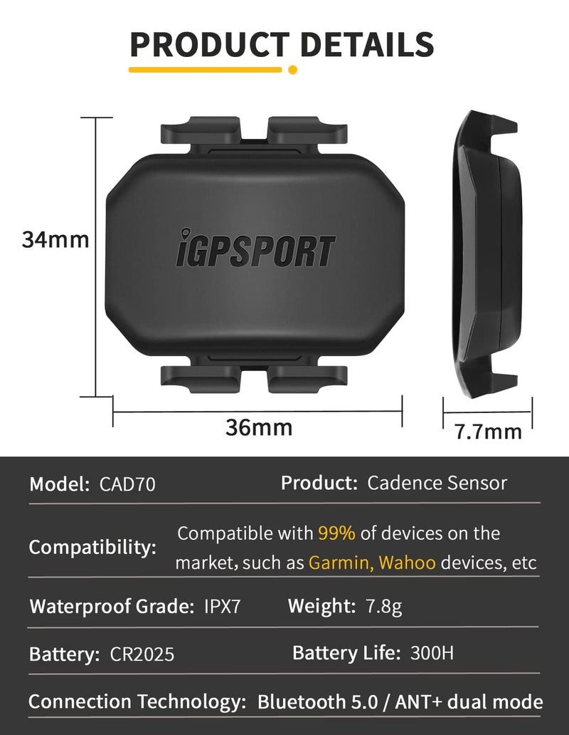 Igpsport حساس الكادنس CAD70 لجهاز الكمبيوتر للدراجات الذكية المتوافق مع Garmin وBryton وPolar وWahoo - Image 2