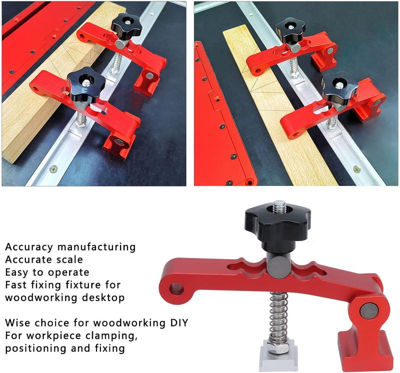 T Track Clamps Aluminum Alloy 6061 Quick Hold Down Clamp Desktop Fixed Clip Woodworking Red - Image 2