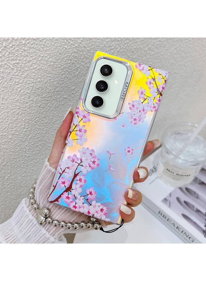 اس-توب جراب لهاتف Samsung Galaxy S23 FE 5G، جراب هاتف مطلي بالكهرباء ومزين بزهرة ليزر مع حزام معصم - Image 1