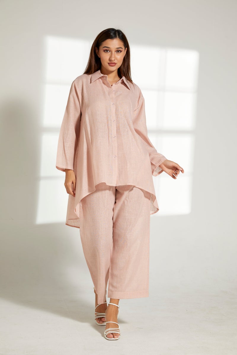 Moistreet Asymmetric Button Down Top & Pants Set - Image 2