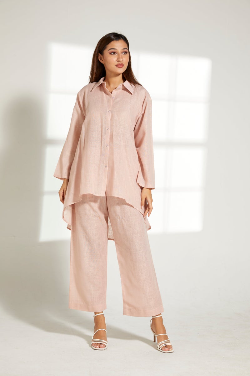 Moistreet Asymmetric Button Down Top & Pants Set - Image 5