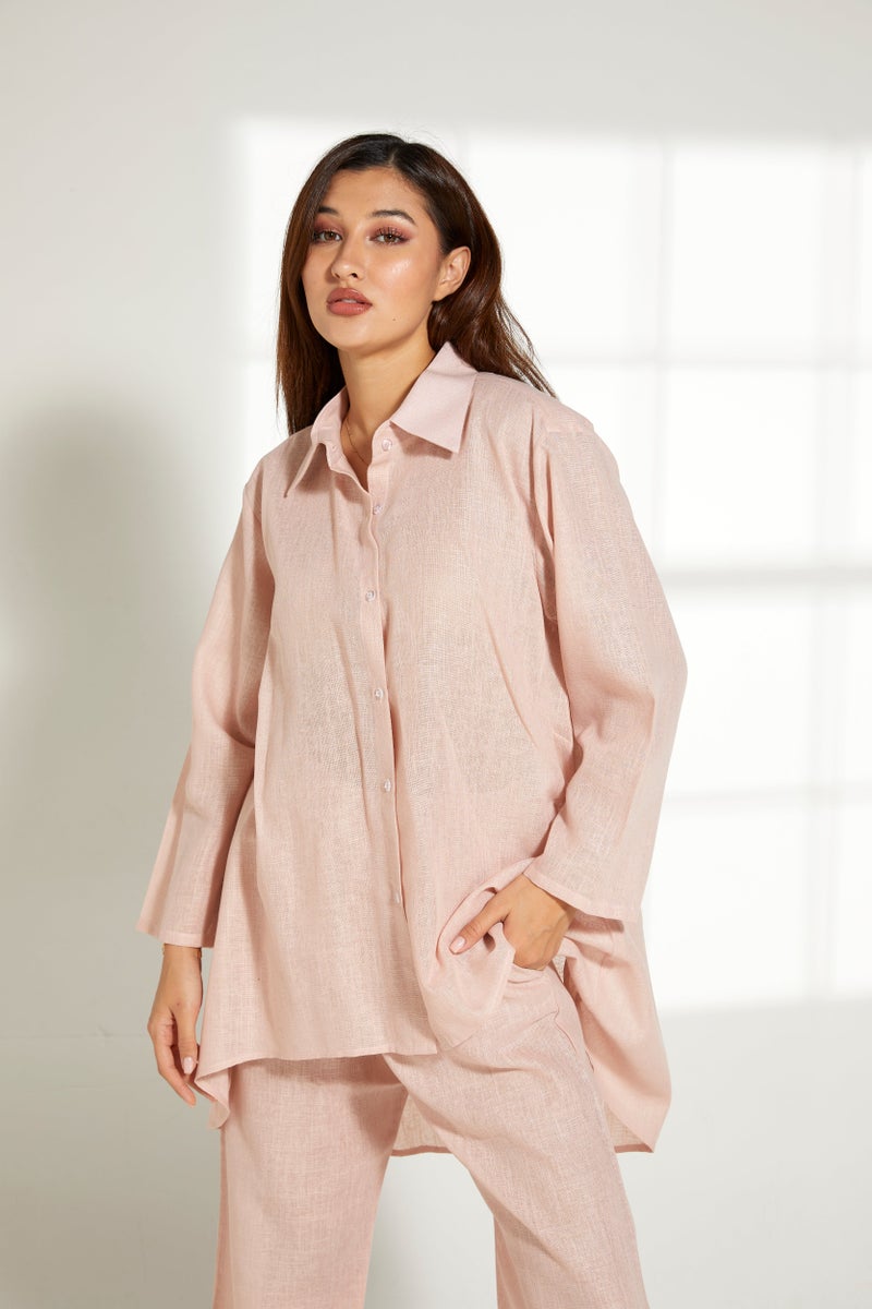 Moistreet Asymmetric Button Down Top & Pants Set - Image 4
