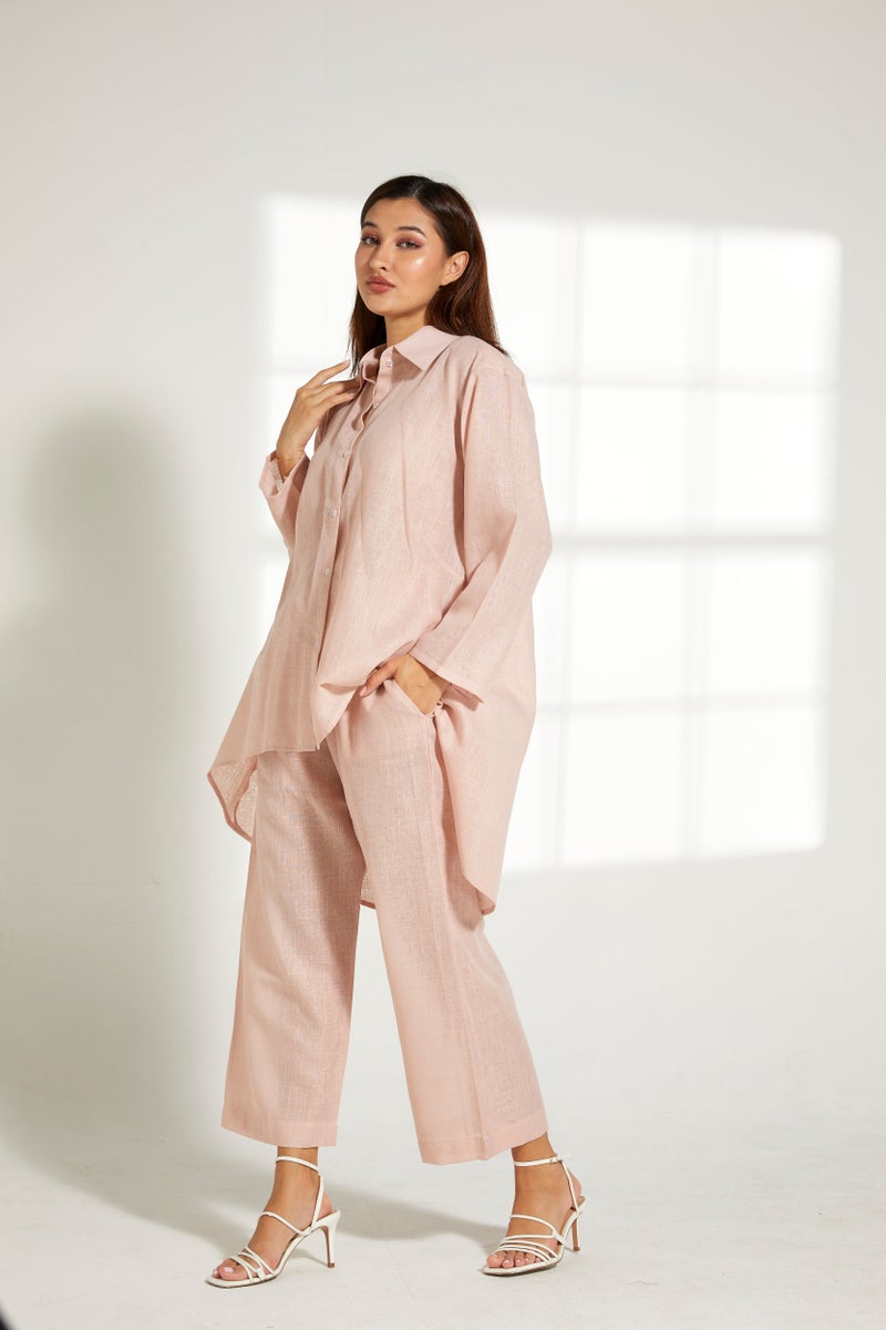 Moistreet Asymmetric Button Down Top & Pants Set - Image 3