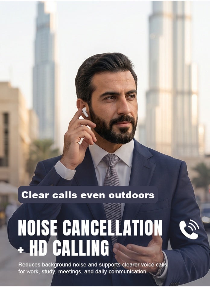 Starfire Noise Cancelling Bluetooth V5.4 True Wireless Stereo Earbuds, Touch Control Earphones with HD Calling, IPX4 Waterproof, 300mAh Charging Case, Long Battery Life, White - Image 3