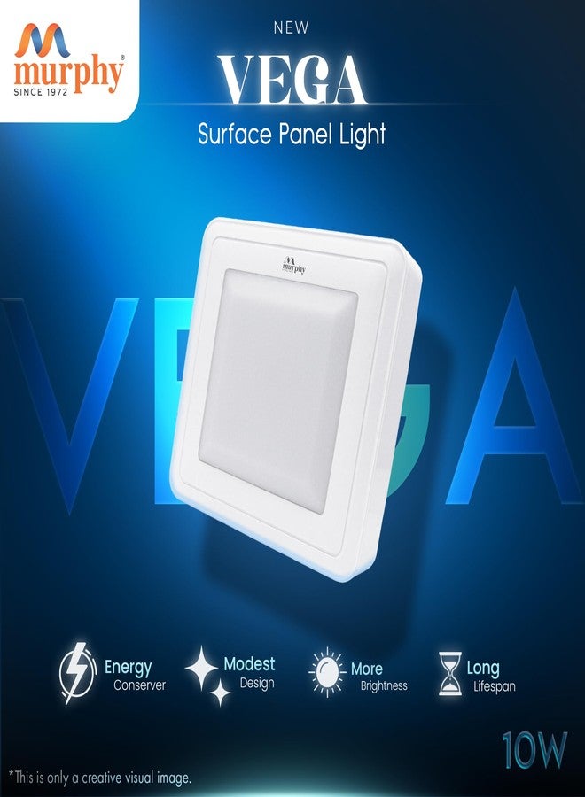Murphy 10W Vega Square Surface LED Panel Light - (Cool White, Pack of 1,Plastic) No False Ceiling Required - Image 3