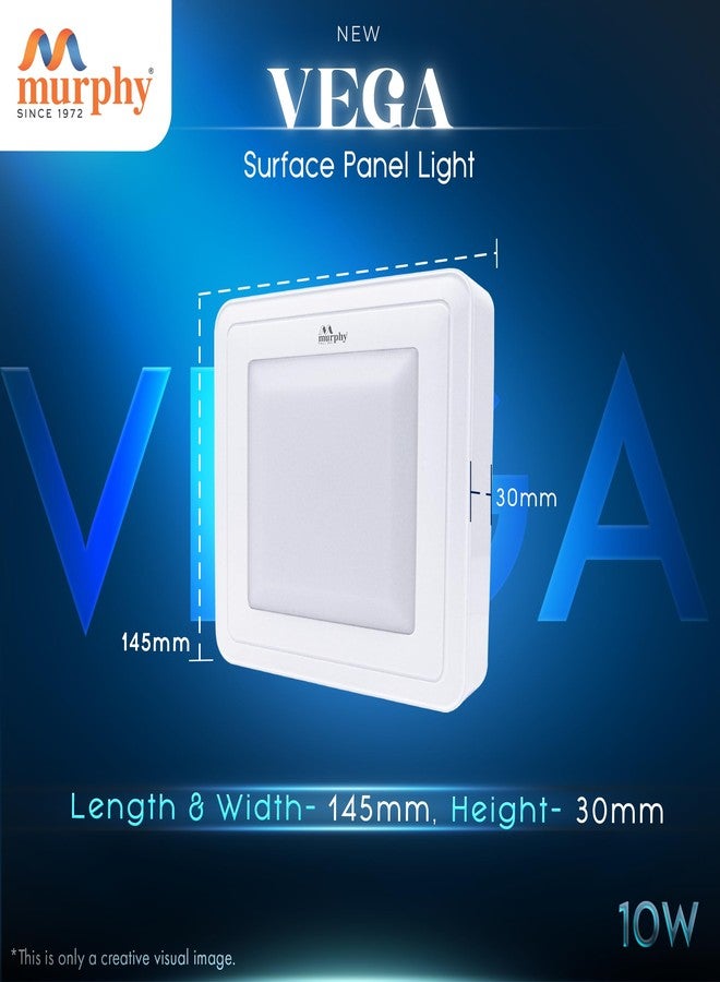 Murphy 10W Vega Square Surface LED Panel Light - (Cool White, Pack of 1,Plastic) No False Ceiling Required - Image 4