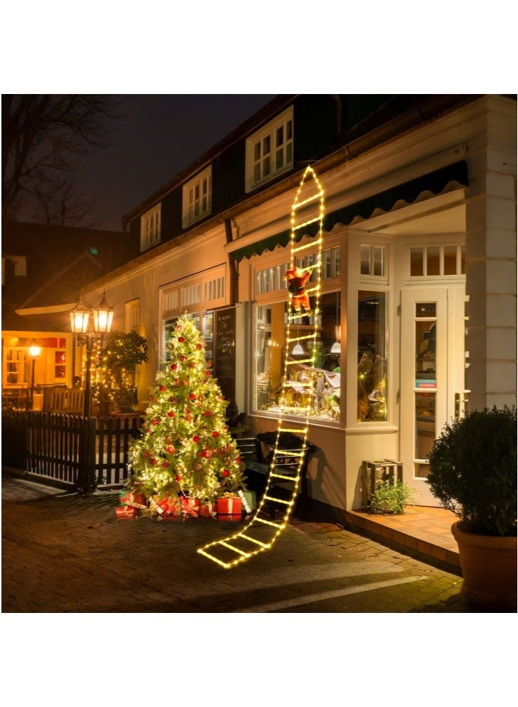 GGEROU 295 مصابيح عيد الميلاد LED للزينة الداخلية والخارجية 10 أقدام مصابيح سلم زينة عيد الميلاد مع سانتا كلوز، 8 أوضاع مصابيح شجرة عيد الميلاد المقاومة للماء للحديقة والنوافذ وزينة المنزل والجدران، أبيض دافئ - Image 1