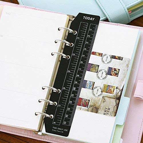 BCP 4pcs Plastic Clear and Black Color A5 A6 Page Marker Pouch Page Finder Measuring Ruler for A5 A6 Size 6-Hole Binder Notebook - Image 2