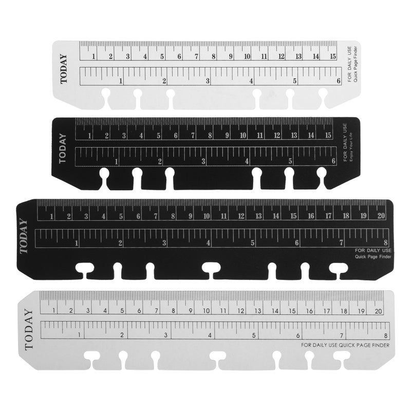 BCP 4pcs Plastic Clear and Black Color A5 A6 Page Marker Pouch Page Finder Measuring Ruler for A5 A6 Size 6-Hole Binder Notebook - Image 1