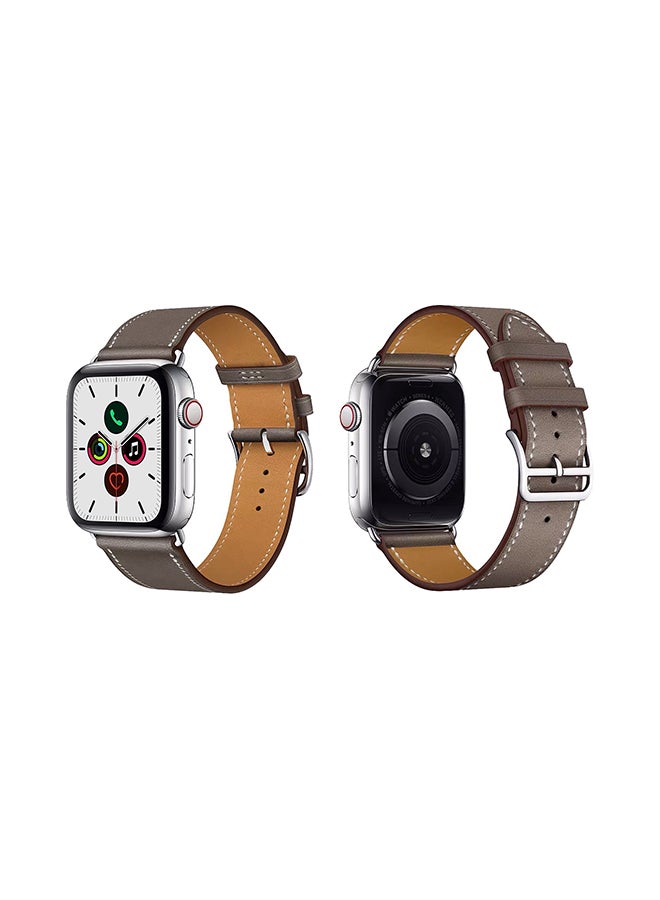 Perfii Genuine Leather Replacement Band For Apple Watch Series 5/4/3/2/1 Grey