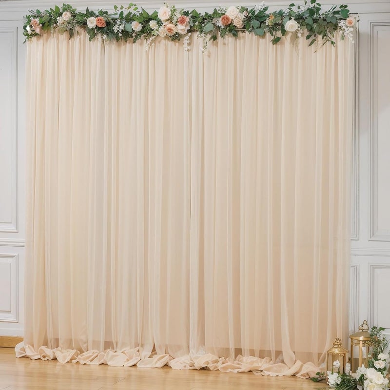 Filloxy White Net Backdrop Curtain Set for Decoration, 2 Pieces, 8 x 5 feet, for Wedding, Birthday, Anniversary, Engagement (Cream) - Image 5