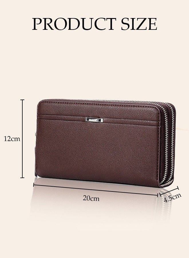 DUNISO Men's Clutch Bag Faux Leather Wallet Bag Large Capacity Light Weight Handbag Portable Envelope Phone Purse with Wrist Strap - Image 4