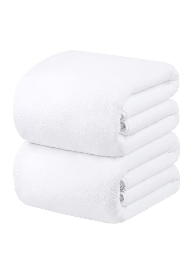 JML Luxury Hotel & SPA Oversized Bath Towels (2 Pack, 40"x80") - 350GSM High-Density Fleece Towel Sets - Super Soft and Absorbent, Lint Free, Fade Resistant Extra Large Bath Sheet, White - Image 1