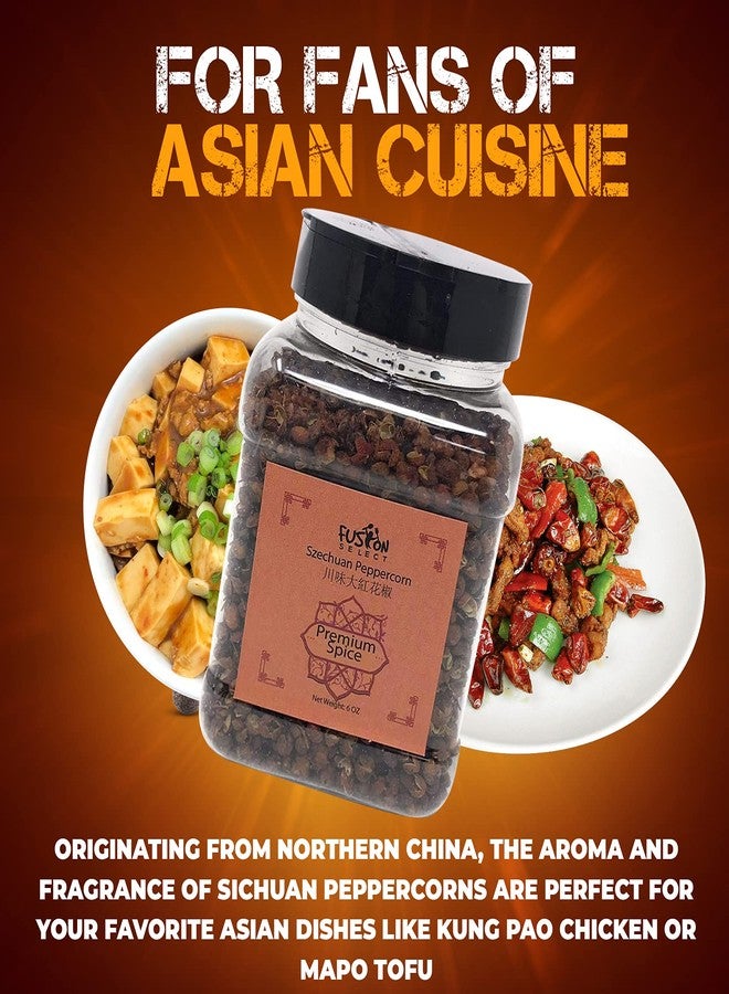Fusion Select Premium Szechuan Peppercorn - Authentic Sichuan Whole Peppercorns for Chinese Cuisine, Mapo Tofu, Kung Pao Chicken - Spice Seasoning with Tasty Lemon Twist - Double Flip Lid Jar - 6oz - Image 2