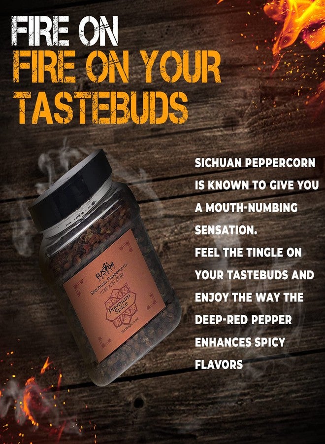 Fusion Select Premium Szechuan Peppercorn - Authentic Sichuan Whole Peppercorns for Chinese Cuisine, Mapo Tofu, Kung Pao Chicken - Spice Seasoning with Tasty Lemon Twist - Double Flip Lid Jar - 6oz - Image 3