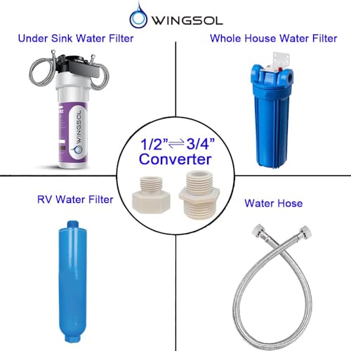 WINGSOL WINGSOL 3/4"-1/2" Converter Compression Thread Pipe Fitting, 3/4" Male to 1/2" Male, 3/4" Female to 1/2"Male, BPA Free Reducer Adapter with Gasket, 2 Pcs - Image 5