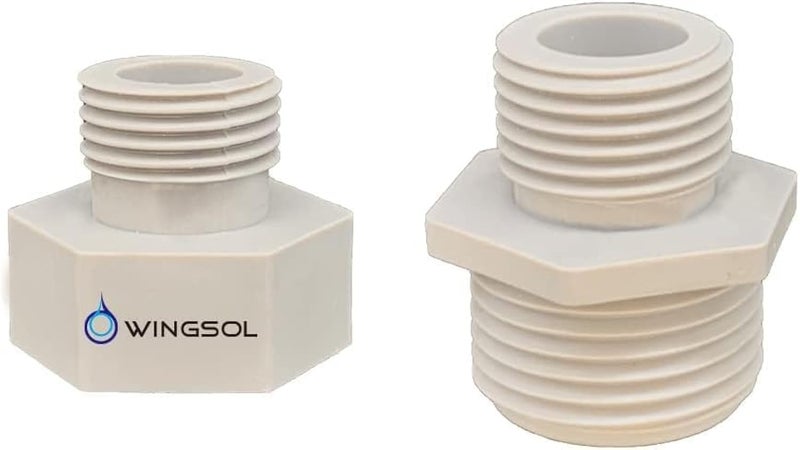 WINGSOL WINGSOL 3/4"-1/2" Converter Compression Thread Pipe Fitting, 3/4" Male to 1/2" Male, 3/4" Female to 1/2"Male, BPA Free Reducer Adapter with Gasket, 2 Pcs - Image 1