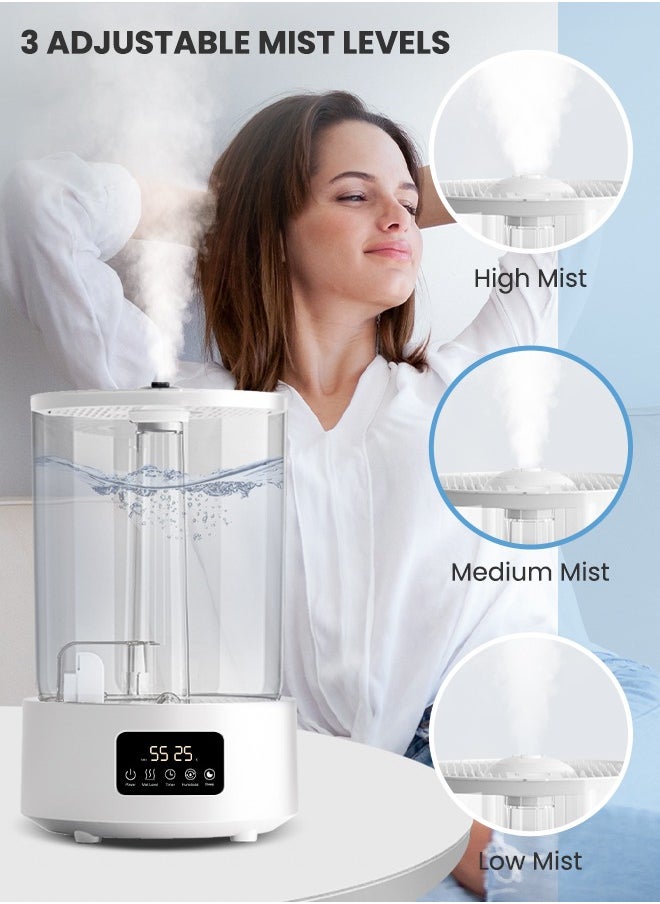 Necomi 5L Air Humidifier Smart Warm Cold Fog Air Humidifier For Large Rooms, Silent Ultrasonic Air Humidifier, Night Light, Automatic Off  - Image 3