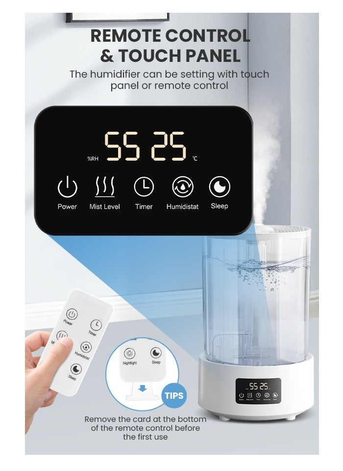 Necomi 5L Air Humidifier Smart Warm Cold Fog Air Humidifier For Large Rooms, Silent Ultrasonic Air Humidifier, Night Light, Automatic Off  - Image 4