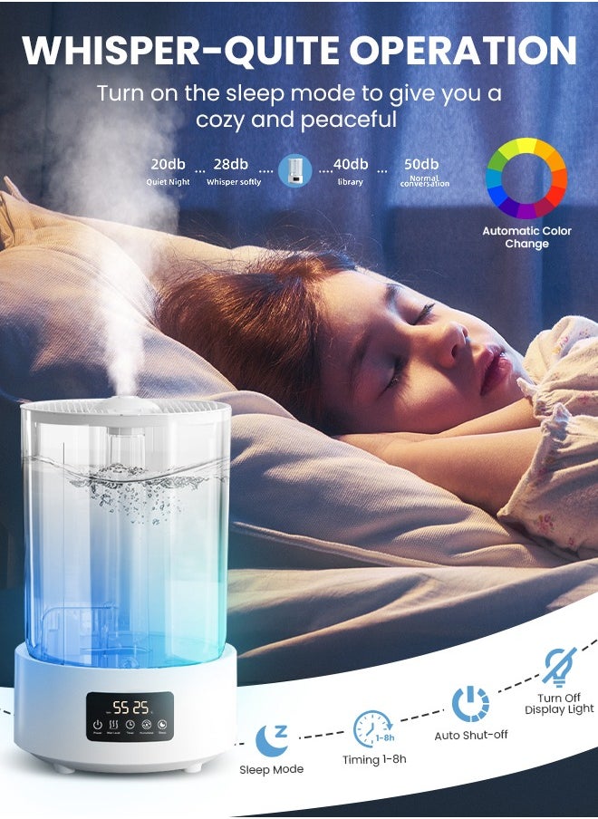 Necomi 5L Air Humidifier Smart Warm Cold Fog Air Humidifier For Large Rooms, Silent Ultrasonic Air Humidifier, Night Light, Automatic Off  - Image 5