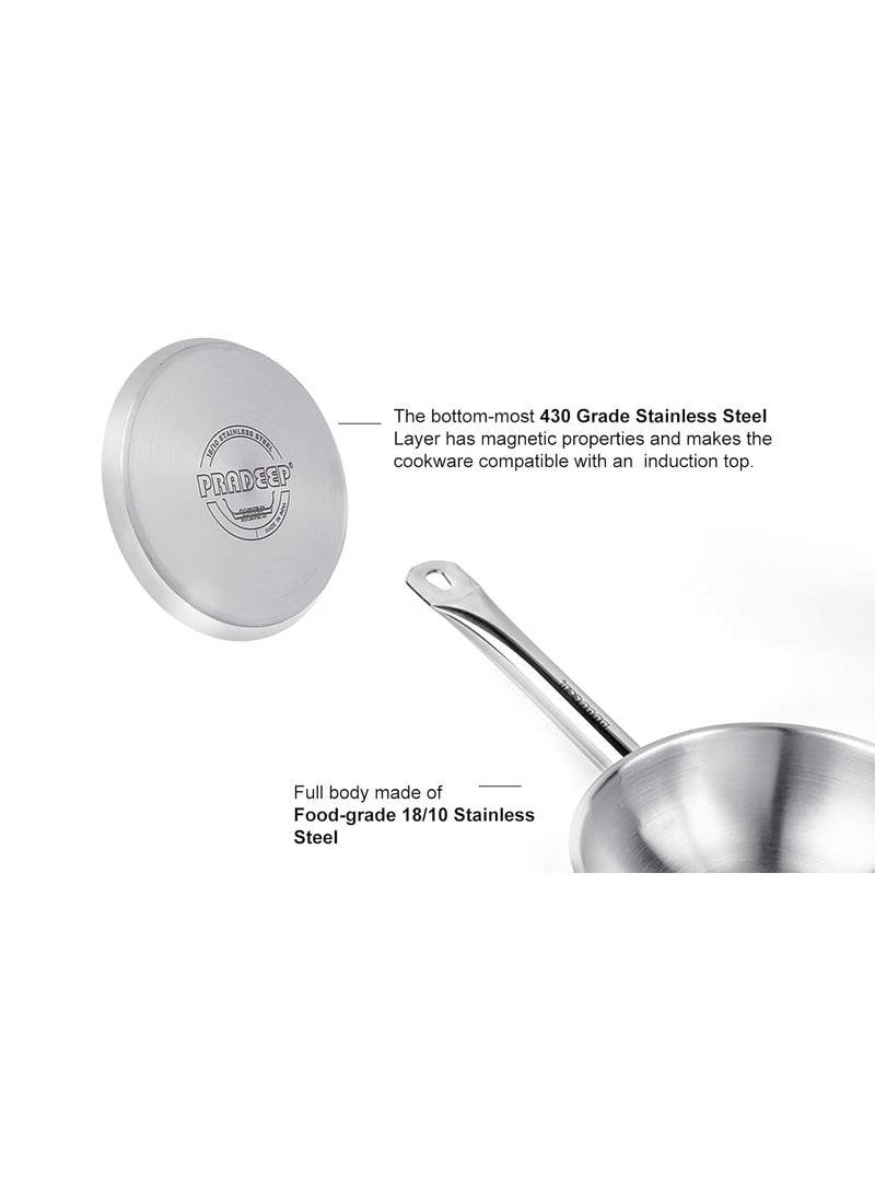 Pradeep - PRADEEP Champion Delite Stainless Steel Fry Pan with Sandwich Bottom, 22 cm,1.6 LTR - Image 1