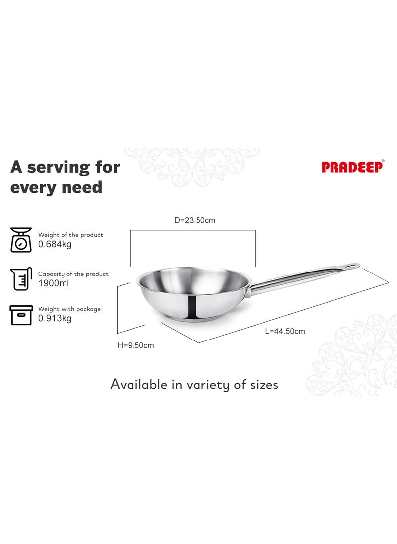 Pradeep - PRADEEP Champion Delite Stainless Steel Fry Pan with Sandwich Bottom, 22 cm,1.6 LTR - Image 1
