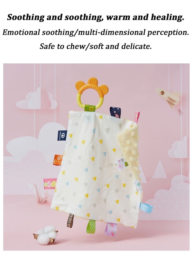 Vinnatsu Baby Bibs , Baby Comforter with Teether and Label Burp Cloths Baby Boy & Girl Cotton Burping Cloths for Babies, Soft & Plush Newborn Spit Up Rags, Infant Towels for Milk Spit Up,White - Image 2