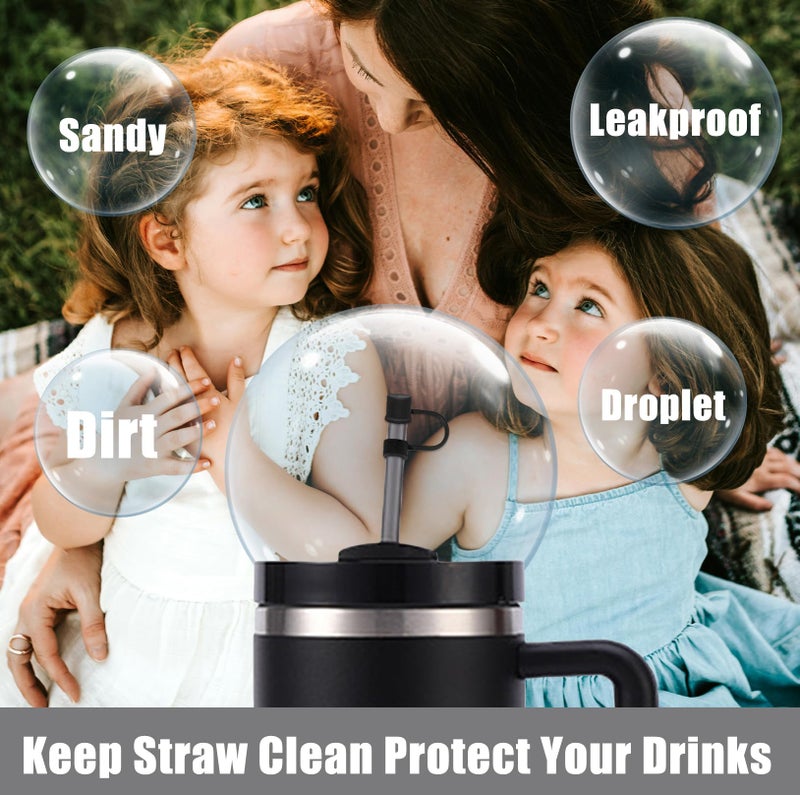 Cedidjac 6Pcs Silicone Straw Covers Cap Compatible With Stanley Cup 30-40 Oz Tumbler With Handle 10Mm Straw Toppers?Dust-Proof Reusable Straw Cover For Stanley Cup Accessories (Black) - Image 5