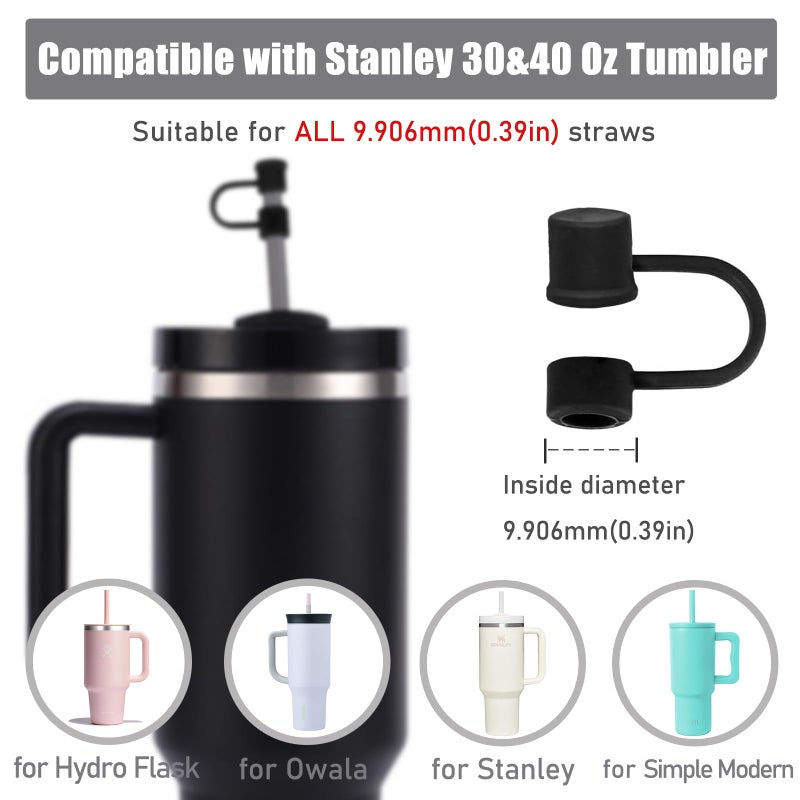 Cedidjac 6Pcs Silicone Straw Covers Cap Compatible With Stanley Cup 30-40 Oz Tumbler With Handle 10Mm Straw Toppers?Dust-Proof Reusable Straw Cover For Stanley Cup Accessories (Black) - Image 4