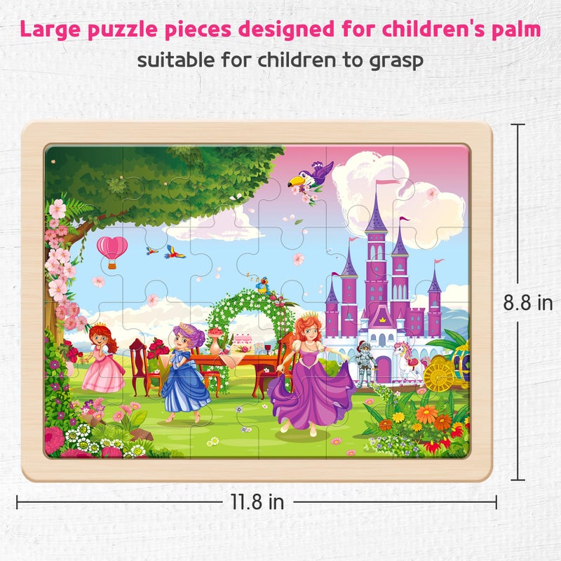 SYNARRY Large Unicorn Mermaid Princess Fairy Wooden Kids Puzzles 4 in 1 Gift Box(12.2 * 9.4 in), Wood Puzzles for Kids Ages 4-6, Wood Puzzles for Kids Ages 3-5, Easter Basket Stuffers Gifts for Kids - Image 5