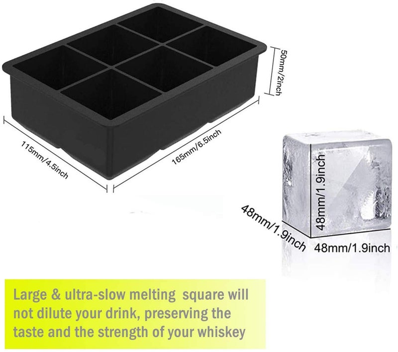 DENSITY COLLECTION Ice Cube Tray Silicone Ice Cube Tray Big Size Ice Cube Molds for Whiskey&Cocktails,Keep Drinks Chilled,Reusable & BPA Free Size (4.5 x 6.5Inch,Cube -2 x 2 Inch)(Square 6 Grid Tray) - Image 2