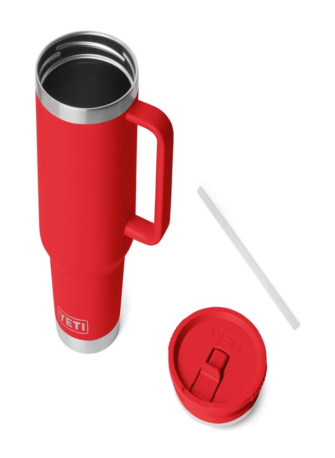 YETI Rambler 40 oz Travel Mug with Flip Straw Lid – Stainless Steel, Vacuum Insulated, Leakproof, Cup Holder Friendly, Rescue Red - Image 3