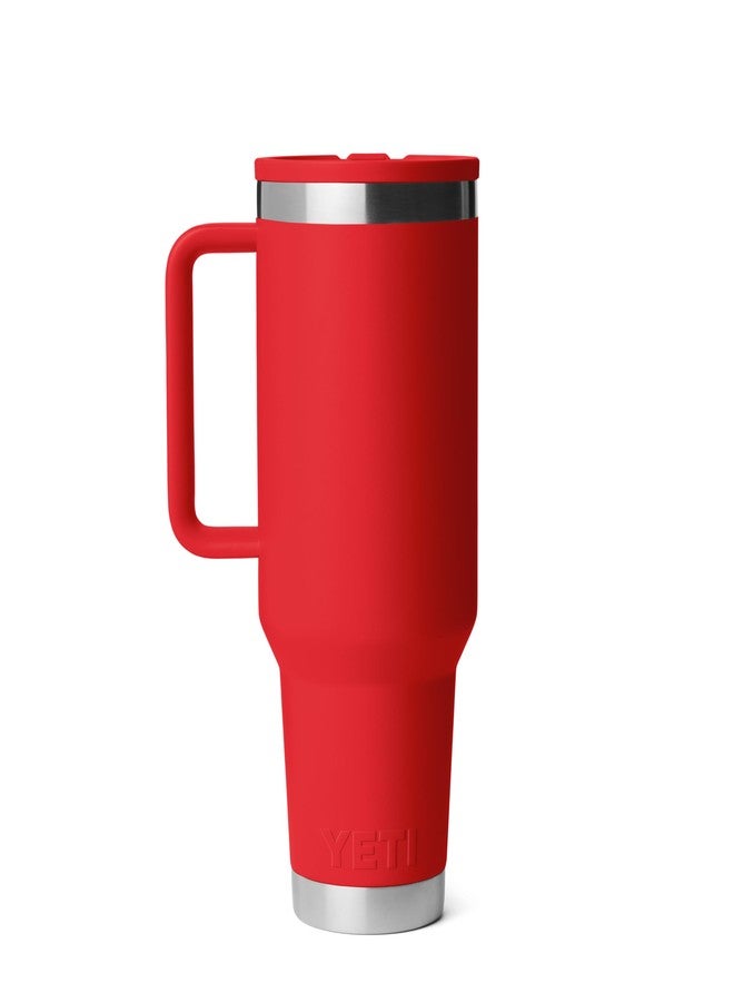 YETI Rambler 40 oz Travel Mug with Flip Straw Lid – Stainless Steel, Vacuum Insulated, Leakproof, Cup Holder Friendly, Rescue Red - Image 5