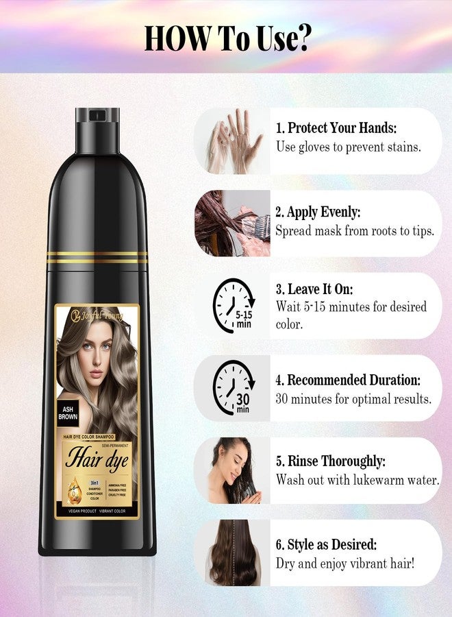 Joyful Young Hair Dye Shampoo 3-in-1, Ash Brown Semi-Permanent Gray Hair Coverage, Color Depositing Shampoo for Women & Men, Vegan, Ammonia-Free - Image 4