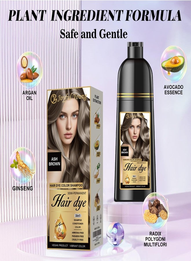 Joyful Young Hair Dye Shampoo 3-in-1, Ash Brown Semi-Permanent Gray Hair Coverage, Color Depositing Shampoo for Women & Men, Vegan, Ammonia-Free - Image 2