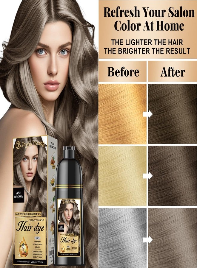 Joyful Young Hair Dye Shampoo 3-in-1, Ash Brown Semi-Permanent Gray Hair Coverage, Color Depositing Shampoo for Women & Men, Vegan, Ammonia-Free - Image 3