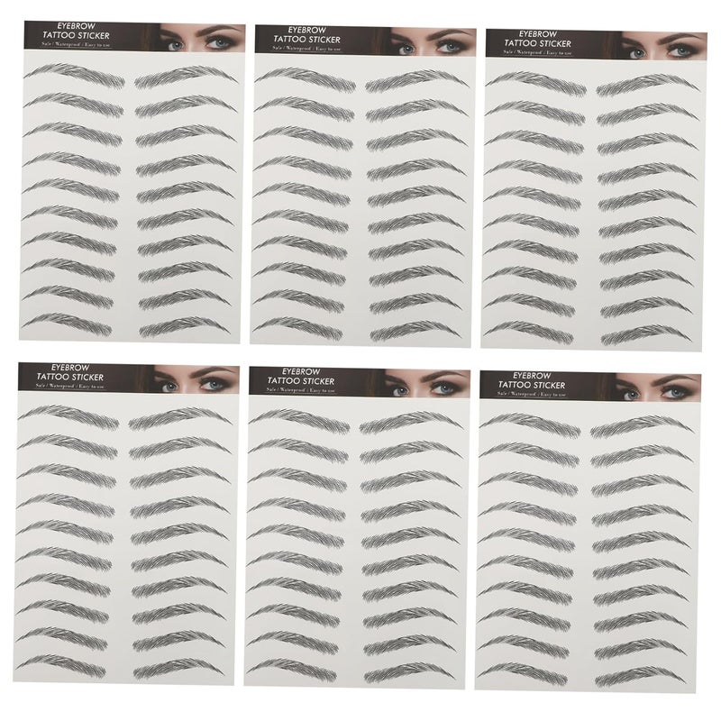 6sheets Full Natural Brows Seconds Brow Tattoos Temporary Stickers Easy to Apply - Image 1