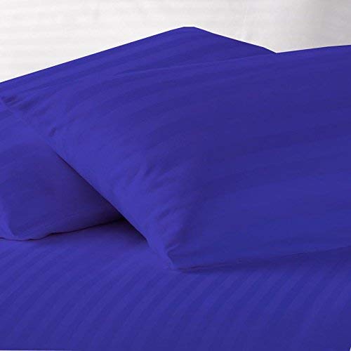 Daksh Sateen Stripe 300 TC Cotton Pillow Cover, 20 x 36 inch, Navy Blue, 2 Pieces - Image 2