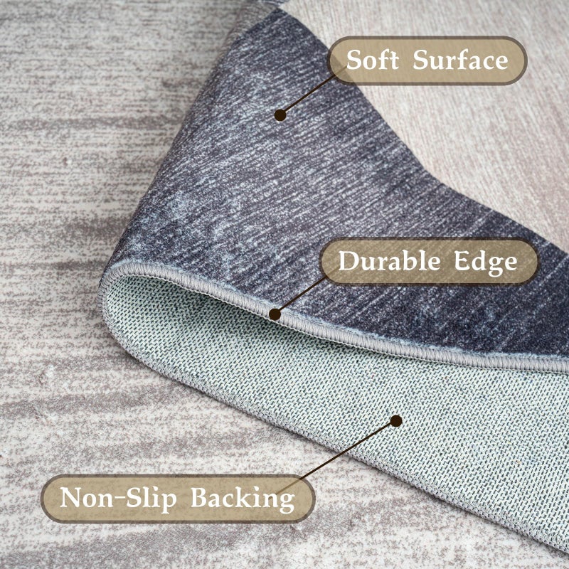  هومفين Homfine قابلة للغسل سجادة المنطقة الحديثة - نمط هندسة 5 × 7 سجاد لغرفة المعيشة آلة غرفة نوم قابلة للغسل سجادة ناعمة غير سجادة منطقة غير سقيفة - أخضر 5'x7 ' - Image 4