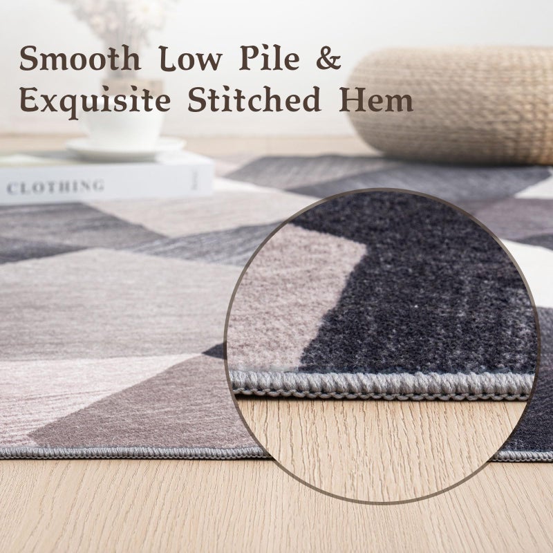  هومفين Homfine قابلة للغسل سجادة المنطقة الحديثة - نمط هندسة 5 × 7 سجاد لغرفة المعيشة آلة غرفة نوم قابلة للغسل سجادة ناعمة غير سجادة منطقة غير سقيفة - أخضر 5'x7 ' - Image 5