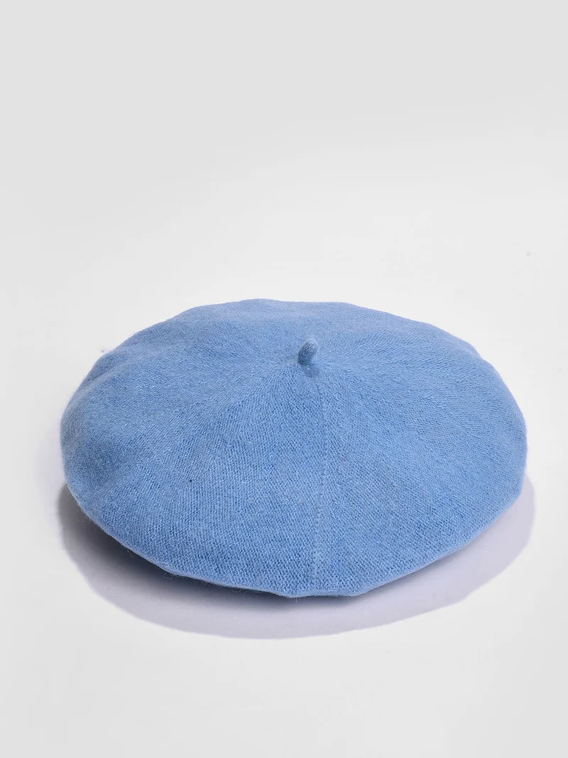 Haute Sauce Blue White Solid Vintage French Beret Hat