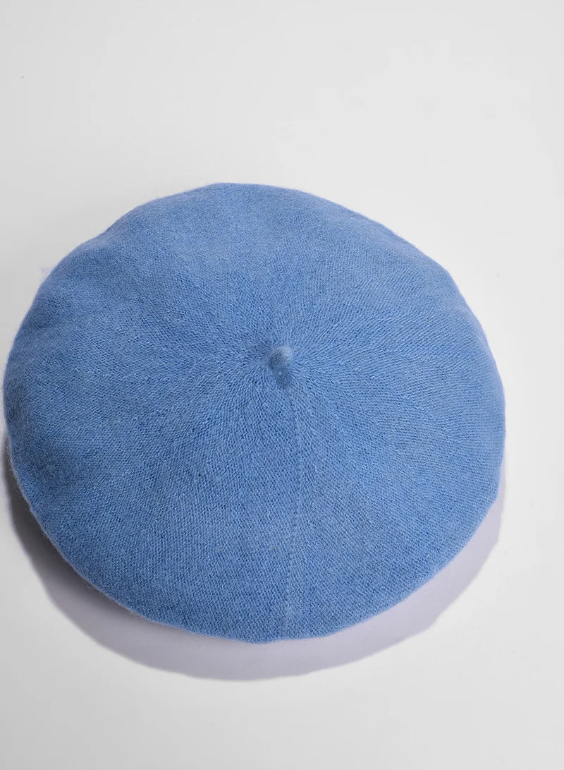 Haute Sauce Blue White Solid Vintage French Beret Hat