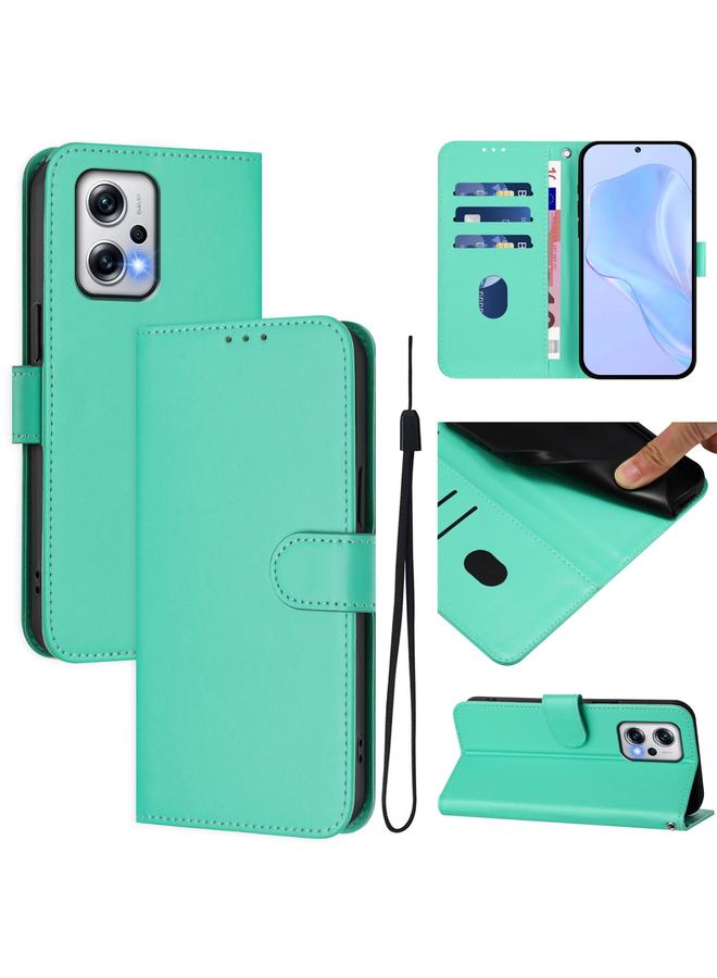 اس-توب جراب لهاتف Redmi Note 11T Pro+ 5G مصنوع من الجلد بلون سادة مع حبل - Image 1