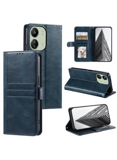 erorex For Xiaomi Redmi 13C 4G/5G Simple 6-Card Wallet Leather Phone Case(Navy Blue) 